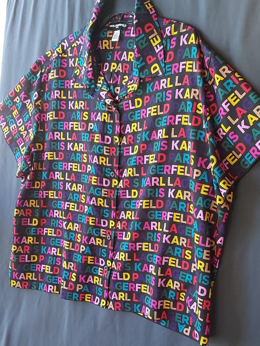Karl Lagerfeld Multicolor Logo Print Top with Black Base